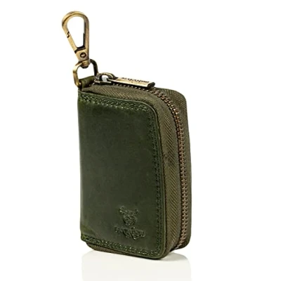 Abbildung von MATADOR® Hochwertige Echt Leder Schlüsselanhänger Tasche Auto Schlüsseltasche Autoschlüssel Etui Schlüsseletui Schlüsselmäppchen YKK Metall Reißverschluss und Karabiner
