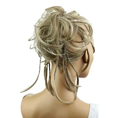 Abbildung von CAISHA XXL Haarteil Haargummi Daisy Dutt Hochsteckfrisuren Mit Geflochtenen Zöpfen Gewellt Kunstfaser Hitzebeständig DM17cm Dunkel Blond Mix G25D