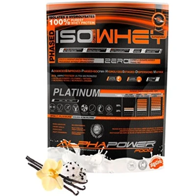 Abbildung von ALPHAPOWER FOOD CFM Whey Isolate Protein Pulver I Eiweißpulver, Eiweiss Shake 1kg Milch Vanille Schoko Split IsoWhey