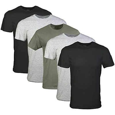 Abbildung von Gildan Herren Crew T Shirts Multipack Style G1100 Unterwäsche, Schwarz/Sportgrau/Militärgrün (5er Pack), L