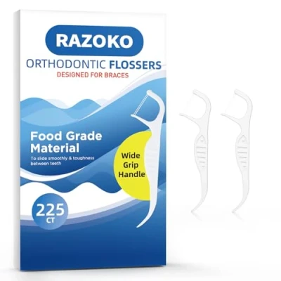 Abbildung von RAZOKO Orthodontic Flossers for Braces, Ortho Twin Line Dental Floss Picks, Designed 225 Count