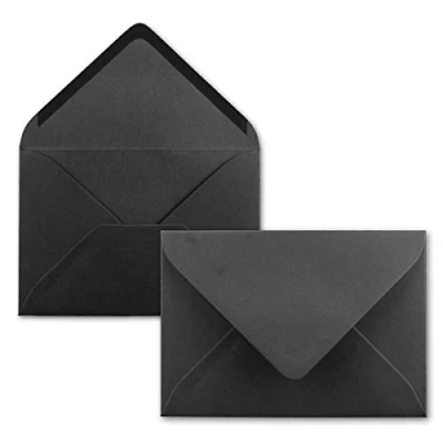 Abbildung von 25 Brief Umschläge Schwarz DIN C6 114 x 162 mm Kuverts mit Nassklebung ohne Fenster für Gruß Karten &amp; Einladungen FarbenFroh by GUSTAV NEUSER