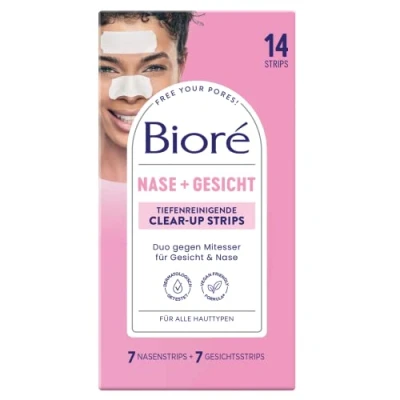 Abbildung von Biore Tiefenreinigende Clear up Strips 1 x 14 Stück Gesicht (7 Strips) und Nase Entfernen Mitesser Unreinheiten von Alle Hauttypen