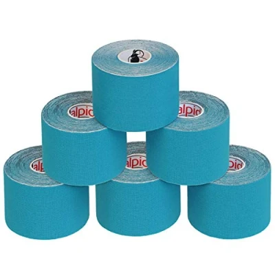 Abbildung von ALPIDEX Kinesiologie Tape 1/3/ 6/12 Rollen Viele Farben 5 m x cm Anwendungsbroschüre Elastisch Wasserfest Hautfreundlich Physio Muskel Set, Farbe:hellblau, Menge:6