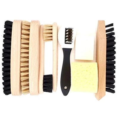 Abbildung von DELARA 9 teiliges Schuhputz Set mit Holzbürsten und Naturborsten Made in Germany