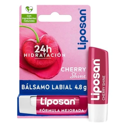 Abbildung von Liposan Cherry Shine (1 x 4,8 g), Kirschduft Lippenbalsam, farbiger feuchtigkeitsspendender Lippenbalsam für schöne, weiche und saftige Lippen