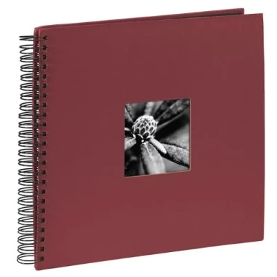 Abbildung von Hama Fotoalbum Jumbo 36x32 cm (Spiral Album mit 50 schwarzen Seiten, Fotobuch Pergamin Trennblättern, zum Einkleben und Selbstgestalten) bordeaux
