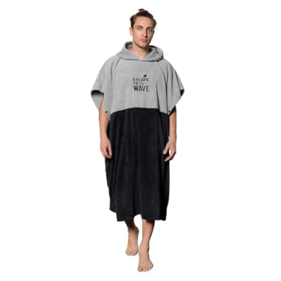 Abbildung von Vulken Bademantel mit Kapuze, Surf Poncho für Umziehen Öffentlichkeit Herren L XL Groß Dick