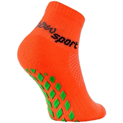 Abbildung von Rainbow Socks Jungen Mädchen Neon Sneaker Sport Stoppersocken 1 Paar Orange Größen 30 35