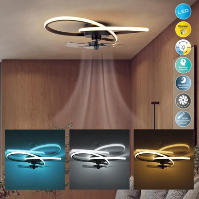 Abbildung von my home LED Deckenleuchte »Leccio Deckenventilator« Modul 1 Stk. Kaltweiß Neutralweiß Warmweiß Deckenlampe, Ventilator, 3 Stufen, Links Rechts Drehung, Ø 58 cm