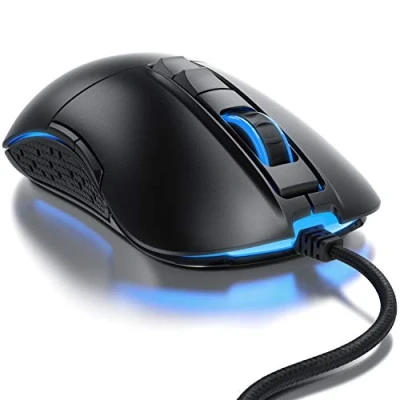 Abbildung von CSL Kabelgebundene Gaming Maus mit Optischem Sensor 5000 DPI für Rechts und Linkshänder (9 programmierbare Tasten, Ergonomischer Formfaktor, RGB Beleuchtung) Schwarz