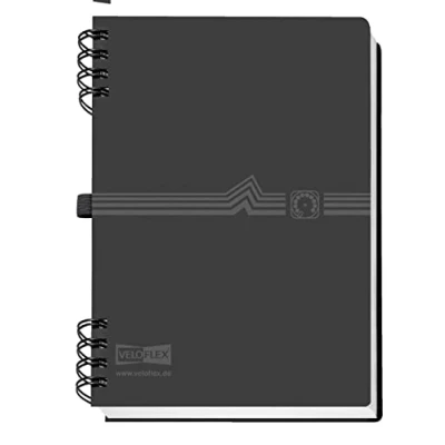 Abbildung von VELOFLEX 5105180 Adressbuch mit Spiralbindung DIN A5, PP, 12 tlg. Register, Telefonringbuch schwarz