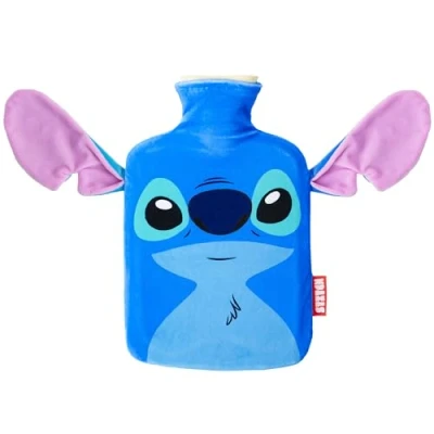 Abbildung von Disney Stitch Wärmflasche mit weichem Bezug aus Fleece 1,8 Liter Praktische Geschenke (Blaue 3D Ohren)