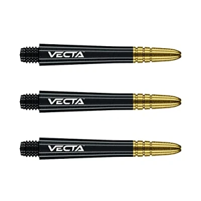 Abbildung von WINMAU Vecta Schwarz mit Gold Mittel Dartschäfte (Schäfte) 1 Set pro Packung (insgesamt 3 Schäfte)