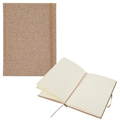 Abbildung von Idena 12256 Notizbuch Glitter, champagner, 14 x 20 cm, kariert, 100 g/m², 192 Blatt, mit Froschtasche, Leseband und Gummibandverschluss, 1 Stück
