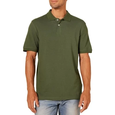 Abbildung von Amazon Essentials Herren Piqué Poloshirt aus Baumwolle, Schmale Passform, Olivgrün, M