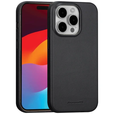 Abbildung von Apple iPhone 15 Pro Hülle MagSafe Echtleder dbramante1928 Hard Case/Backcover Handyhülle Schwarz Shockproof/Stoßfest