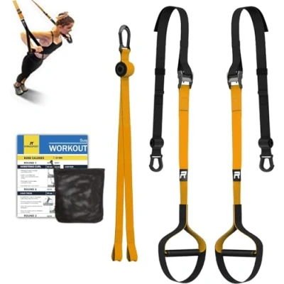 Abbildung von RHINOSPORT Schlingentrainer Sling Trainer Set mit Türanker Einstellbar Fitness Zuhause Suspension geeignet für unterwegs und das Training im Innen Außenbereich