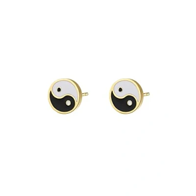 Abbildung von Happiness Boutique Damen Yin Yang Ohrstecker aus Edelstahl Kleine und Ohrringe in Gold Rosegold, Silber Glücksbringer Talisman Schmuck