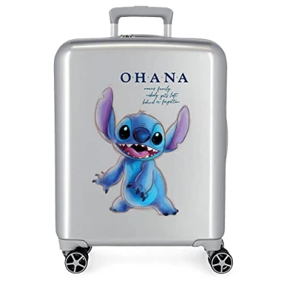 Abbildung von Handgepäckkoffer Disney 100 Stitch Grey, 40 x 55 20 cm, starres ABS, integriertes TSA Schloss, 38,4 l, 2 kg, 4 Doppelrollen