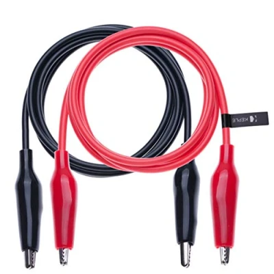 Abbildung von Krokodil Klammer Clips Elektrisch Isoliert Draht Multimeter Prüfung Führt Alligator Einstellen Schellen Double Ended Spannungsprüfer Kabel (0.5 Meter/Rot &amp; Schwarz)
