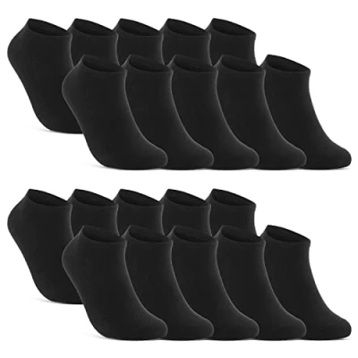 Abbildung von 10 20 30 Paar Sneaker Socken Damen &amp; Herren Schwarz Weiß Baumwolle 10800 WP (Schwarz 35 38)