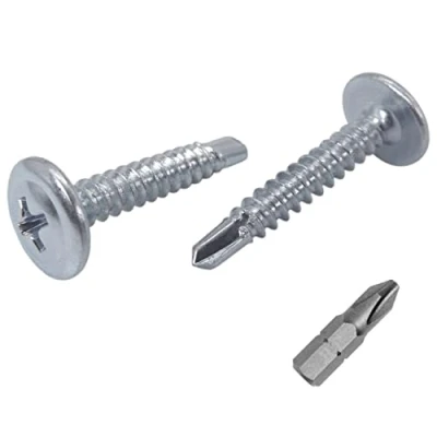Abbildung von Marcopol (300 Stück) Verzinkter Stahl 4,2 x 25 mm Schrauben, Kreuzschlitz Modifizierter Halsspannkopf, Selbstbohrende Blechschraube, selbstschneidend (300, mm), silber