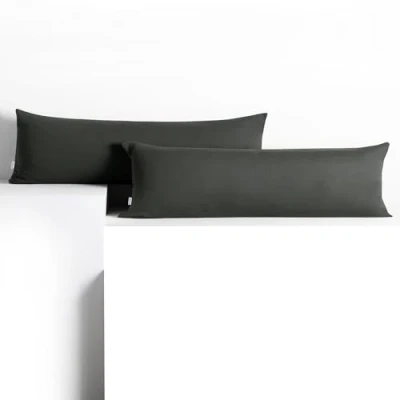 Abbildung von DecoKing 2 Kissenbezüge 40x145 cm Jersey 100% gekämmte Baumwolle Reißverschluss Graphit Amber