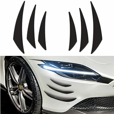 Abbildung von Yungeln 6 Stücke Universal Auto Frontspoiler Frontstoßstange Spoiler Kohlefaser Luftdurchfluss Luftzufuhr Spoilerlippe Verzierung Lochlose Installation