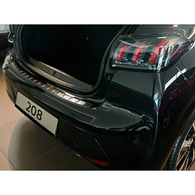 Abbildung von Avisa Schwarz Edelstahl Heckstoßstangenschutz kompatibel mit Peugeot 208 II HB 5 türer 2019 2023 &amp; FL &#039;Ribs&#039;