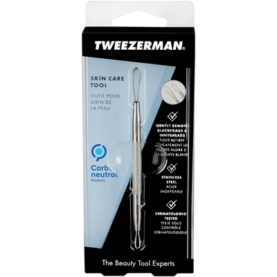 Abbildung von TWEEZERMAN Mitesserentferner (Porenreiniger mit Zwei Schlaufen, für Hautunreinheiten, ergonomischer Griff, Rostfreier Edelstahl), Silber