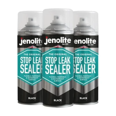 Abbildung von JENOLITE Stop Leak Dichtungsspray SCHWARZ 3x400 ml Wasserdichtes Leckversiegelung für Dachrinnen und Flachdächer Dachrinnenversiegelung, Dachreparatur, Flachdachreparatur