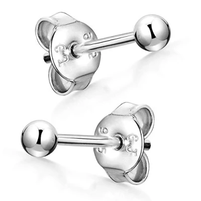 Abbildung von Materia Ohrringe Silber 925 Stecker klein 4mm Damen Herren Ohrstecker Kugel zweites Ohrloch Ohr Piercings SO 434