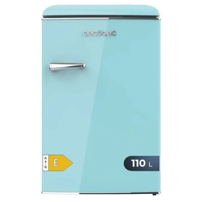Abbildung von Cecotec Mini Retro Kühlschrank mit 110 L Bolero CoolMarket TT Origin Blau E. Kühlschrank, Klasse E, ICEBOX, LED Innenbeleuchtung, Chromgriff, Glasablagen, Flaschenöffner, Blau.