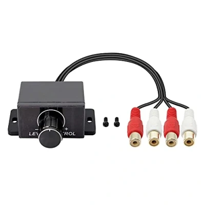 Abbildung von XMSJSIY Universal RCA Level Controller Auto Audio Verstärker Einsteller Bass Boost Lautstärkeregler Knopf und Kabel für Motorrad Lautsprecher Heimkino