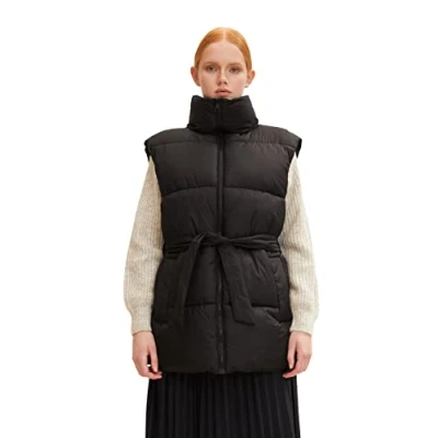 Abbildung von TOM TAILOR Denim Damen Steppwetse mit Gürtel 1033562, 14482 Deep Black, S