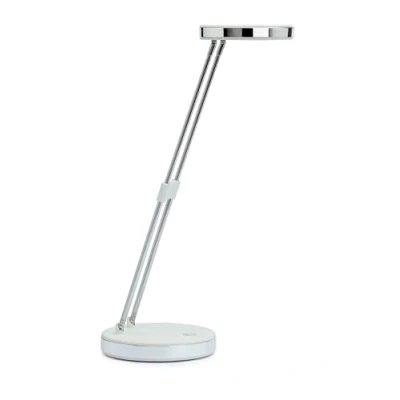 Abbildung von MAUL Schreibtischlampe MAULpuck 13x13x37cm Moderne LED Lampe mit 1.260 Lux und 6.500 Kelvin Tageslichtlampe Standfuß Höhenverstellbare Tischlampe Teleskoparm Weiß