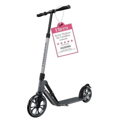 Abbildung von HUDORA BigWheel 230 Advanced Scooter Stabiler Aluminium Roller für bis zu 120kg Leiser &amp; zusammenklappbarer Cityroller mit Ständer Klingel Kick Kinder/Jugendliche Erwachsene