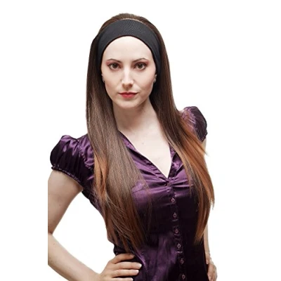 Abbildung von WIG ME UP H9306 2T30 Perücke Haarteil Halbperücke mit Stirnband Braun Mix lang glatt Haarverlängerung Strähnen 70 cm