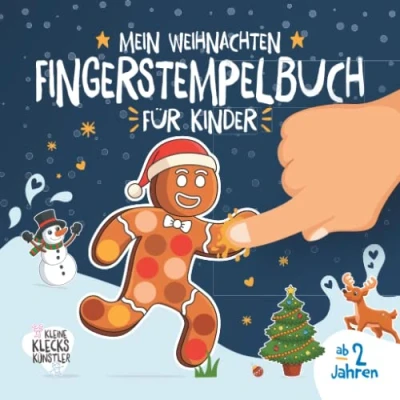 Abbildung von Mein Weihnachten Fingerstempelbuch für Kinder ab 2 Jahren: Ein winterliches Fingerfarben Bastelbuch Jungen und Mädchen zum Malen, Basteln Fingerstempeln.