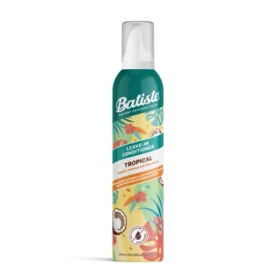 Abbildung von Batiste Dry Leave In Conditioner Tropical 100 ml, Haarspülung für Damen mit trockenem Haar, Sprühkopf, Haarpflege exotischem Kokosnuss Duft, Aloe Vera, Ohne Ausspülen, Vegan