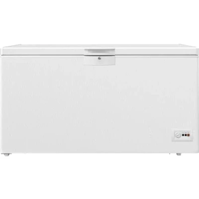 Abbildung von Beko HSM37540 b300 Gefriertruhe groß, 360 l Nutzvolumen, MinFrost, Temperaturalarm, 4 Gefriergutkörbe, abschließbar, 36 db(A), Weiß