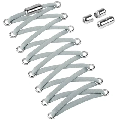 Abbildung von Widamin 2 Paar Elastische Schnürsenkel für Erwachsene und Kinder, Ohne Binden mit Metallkapseln, Grau