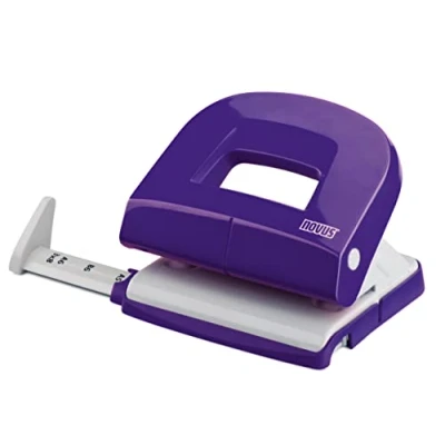 Abbildung von Novus E 216 Locher (16 Blatt Lochleistung, mit Anschlagschiene, für Büro und Schreibtisch) Violett glänzend
