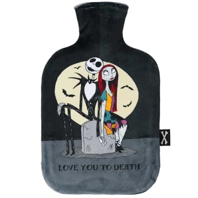 Abbildung von Disney Stitch Wärmflasche mit Bezug aus weichem Fleece Praktische Geschenke (Schwarzes Fleece)