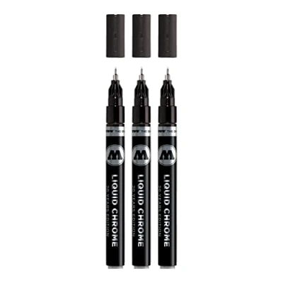 Abbildung von Molotow Liquid Chrome Marker 1,0 mm (Metallic Stift mit Spezialtinte echtem Spiegeleffekt für Modellbau, Graffiti &amp; Hobby) 3 Stück chrom