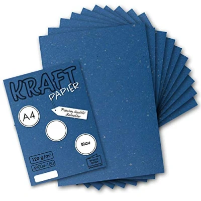 Abbildung von 25 Blatt Vintage Kraftpapier in Blau DIN A4 120g Blaues Recycling Papier, komplett ökologischer Brief Bogen Briefpapier UmWelt by GUSTAV NEUSER