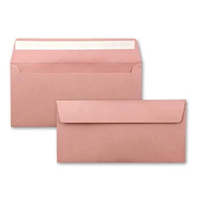 Abbildung von 50 Brief Umschläge DIN Lang Altrosa (Rosa) 110 g/m² 11 x 22 cm sehr formstabil Haftklebung Qualitätsmarke: FarbenFroh by GUSTAV NEUSER