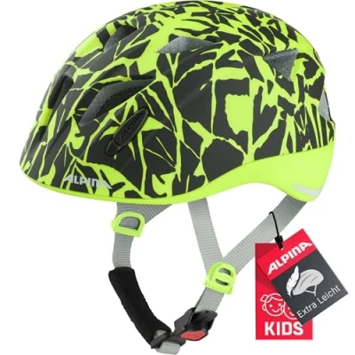 Abbildung von ALPINA XIMO L.E. Leichter, Sicherer &amp; Bruchfester Fahrradhelm Mit Optionalen LED Licht Für Kinder, black neon sparkle matt, 47 51 cm