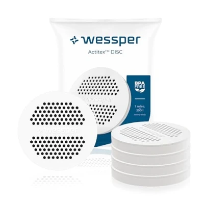 Abbildung von Wessper Disc filter für Trinkflasche und Kanne, Wasserflasche mit Aktivkohle, Ersatz Brita Microdisc Flaschen Karaffen, Reduzierung von Chlor Schwermetalle 4 Stück
